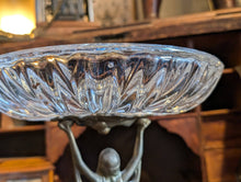 Load image into Gallery viewer, Art Nouveau Bronze and Crystal Glass Bowl / Centrepiece
