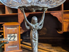 Load image into Gallery viewer, Art Nouveau Bronze and Crystal Glass Bowl / Centrepiece
