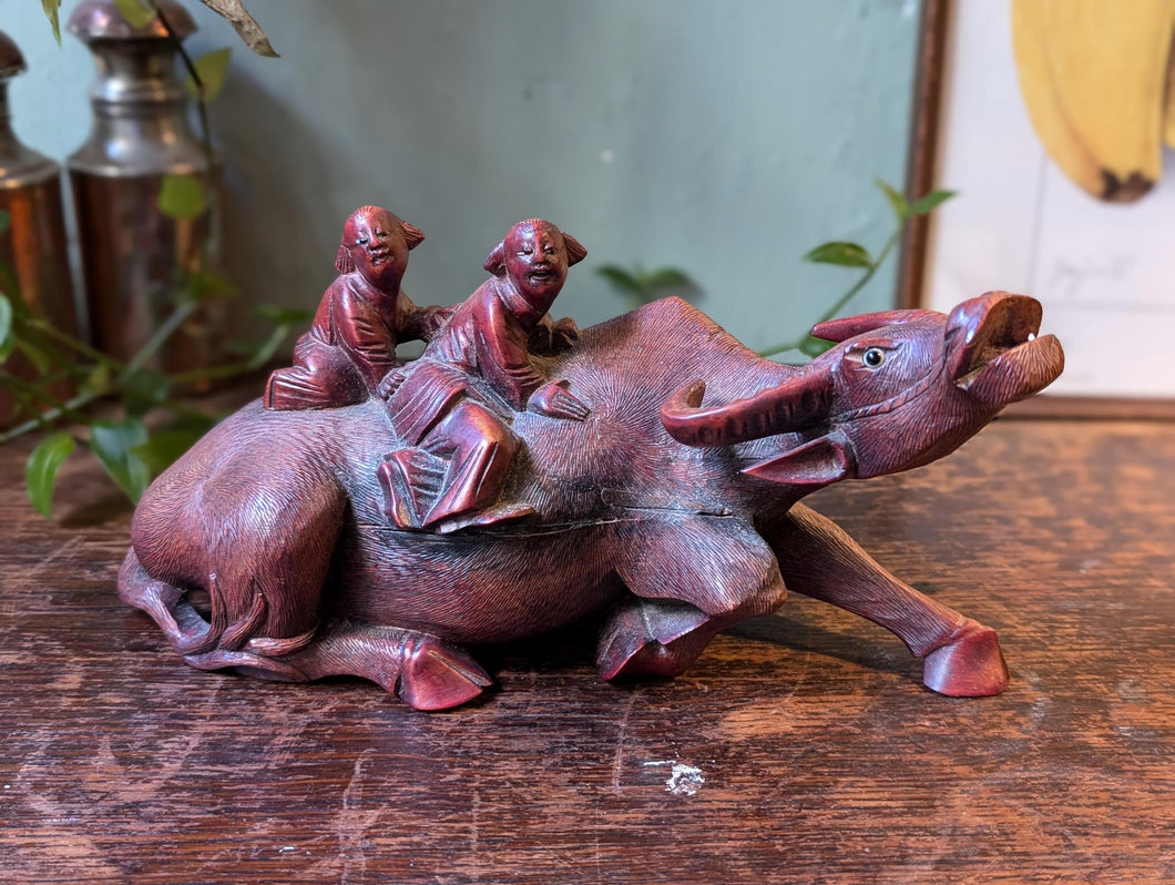 Early 20thC Chinese Carving of Buffalo and Riders