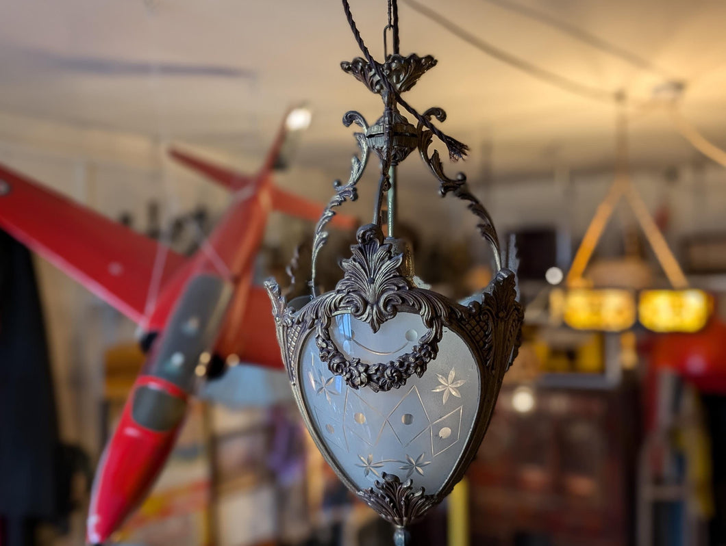 Antique French Bronze Chandelier Hall Lantern C.1910