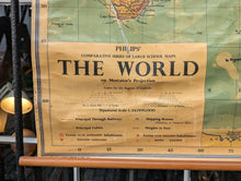 Load image into Gallery viewer, Very Large 1960&#39;s World Map Wall Chart / Hanging Map
