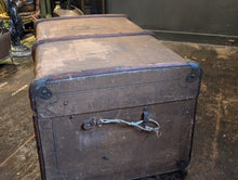 Load image into Gallery viewer, Large Antique Wooden Framed Steamer Trunk
