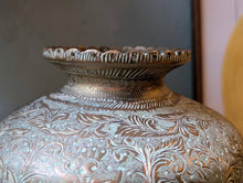 Load image into Gallery viewer, Early 20th.C Gold Gilded Indian Engraved Brass Surahi / Vase
