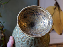 Load image into Gallery viewer, Early 20th.C Gold Gilded Indian Engraved Brass Surahi / Vase
