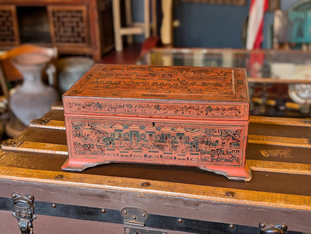 Burmese Lacquerware Yun Storage Chest / Thitta