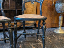 Load image into Gallery viewer, Pair of French 19th.C Black Lacquer and Mother of Pearl Inlay Chairs
