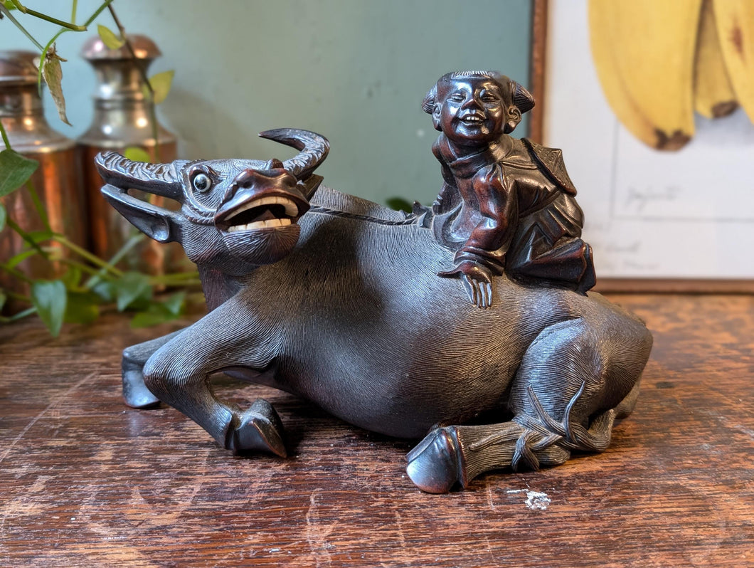 Early 20thC Chinese Carving of Buffalo and Rider