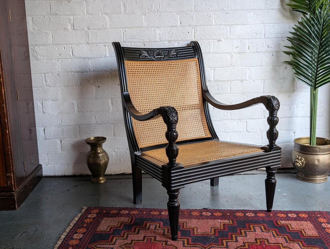 Vintage Bergere Carved Hardwood Planters Armchair