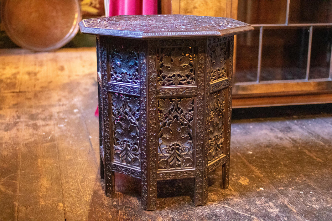 Antique Rosewood Burmese Carved Folding Table