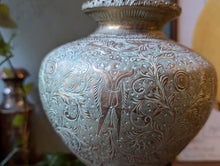 Load image into Gallery viewer, Early 20th.C Gold Gilded Indian Engraved Brass Surahi / Vase
