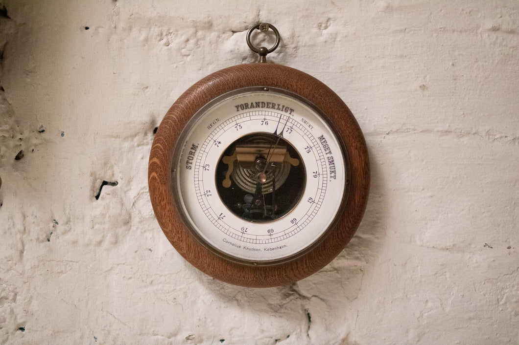 Vintage Oak Aneroid Wall Barometer