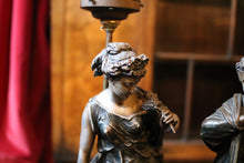 Load image into Gallery viewer, Pair of C.1910 Art Nouveau Torchiere Table Lamps
