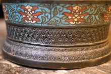 Load image into Gallery viewer, Late 19th.C Japanese Champleve Bronze Cloisonné Jardiniere Plant Pot
