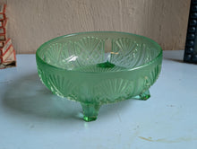 Load image into Gallery viewer, Vintage Art Deco Green Glass Frosted Bowl
