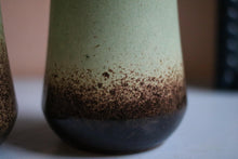 Load image into Gallery viewer, Pair of Scheruch Brown and Green Mid Century Vases - West German Pottery
