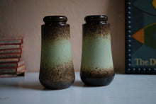 Load image into Gallery viewer, Pair of Scheruch Brown and Green Mid Century Vases - West German Pottery
