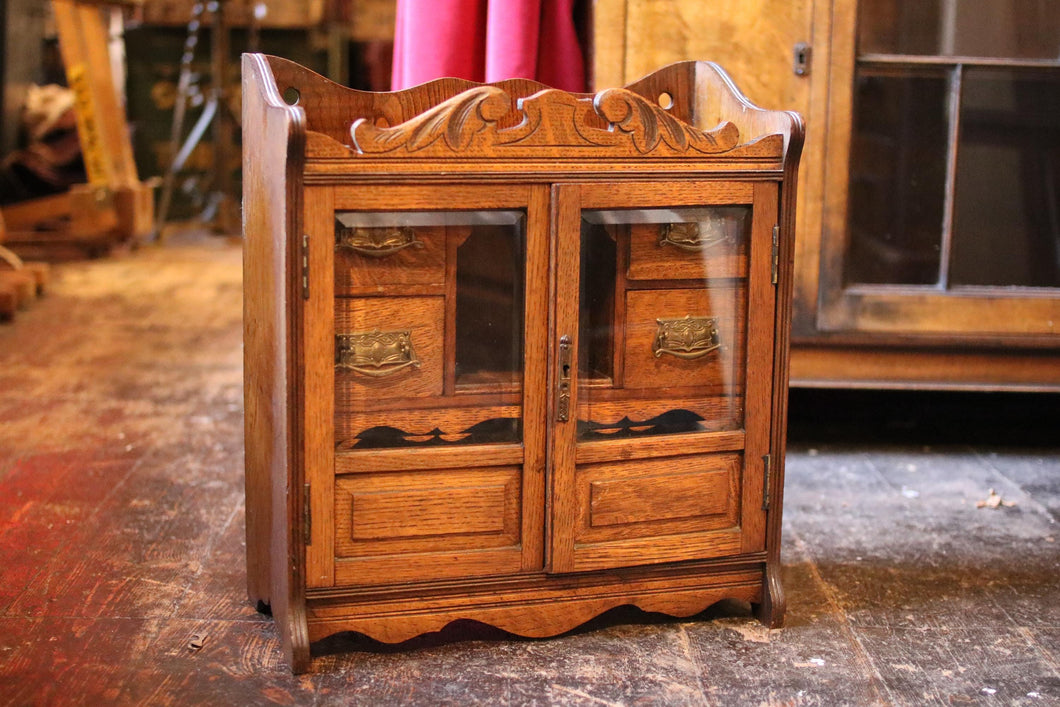 Antique C.1900 Oak Smokers Cabinet