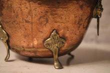 Load image into Gallery viewer, Vintage Oval Copper and Brass Planter on Paw Feet with Ring Handles
