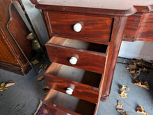 Load image into Gallery viewer, Antique Victorian Mahogany Pedestal Desk
