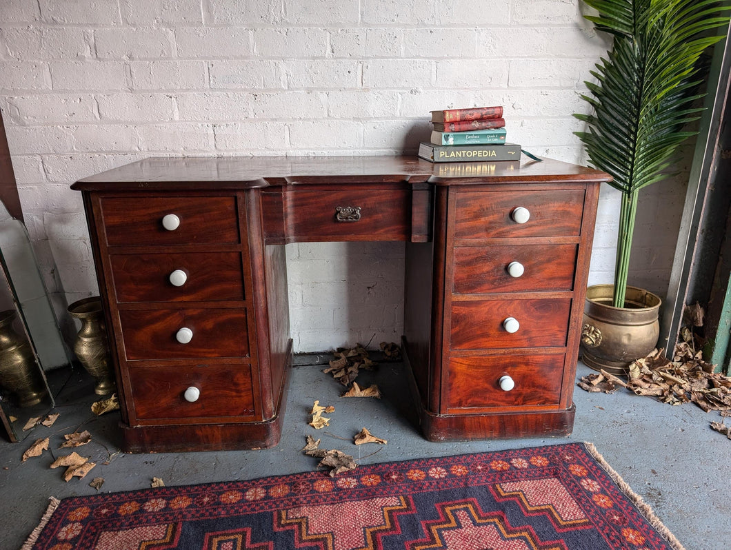 Antique Victorian Mahogany Pedestal Desk