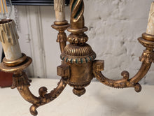 Load image into Gallery viewer, Antique Italian Carved and Gilt Painted 6-Light Wooden Chandelier
