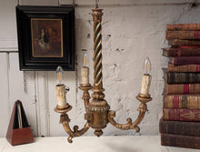 Load image into Gallery viewer, Antique Italian Carved and Gilt Painted 6-Light Wooden Chandelier
