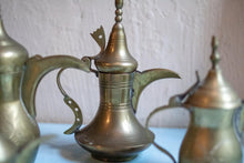 Load image into Gallery viewer, Collection of Small Vintage Middle Eastern Brass Dallah Coffee Pots
