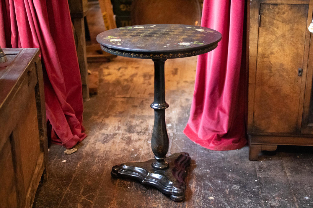 19th.C Victorian Tilt Top Lacquered Games Table