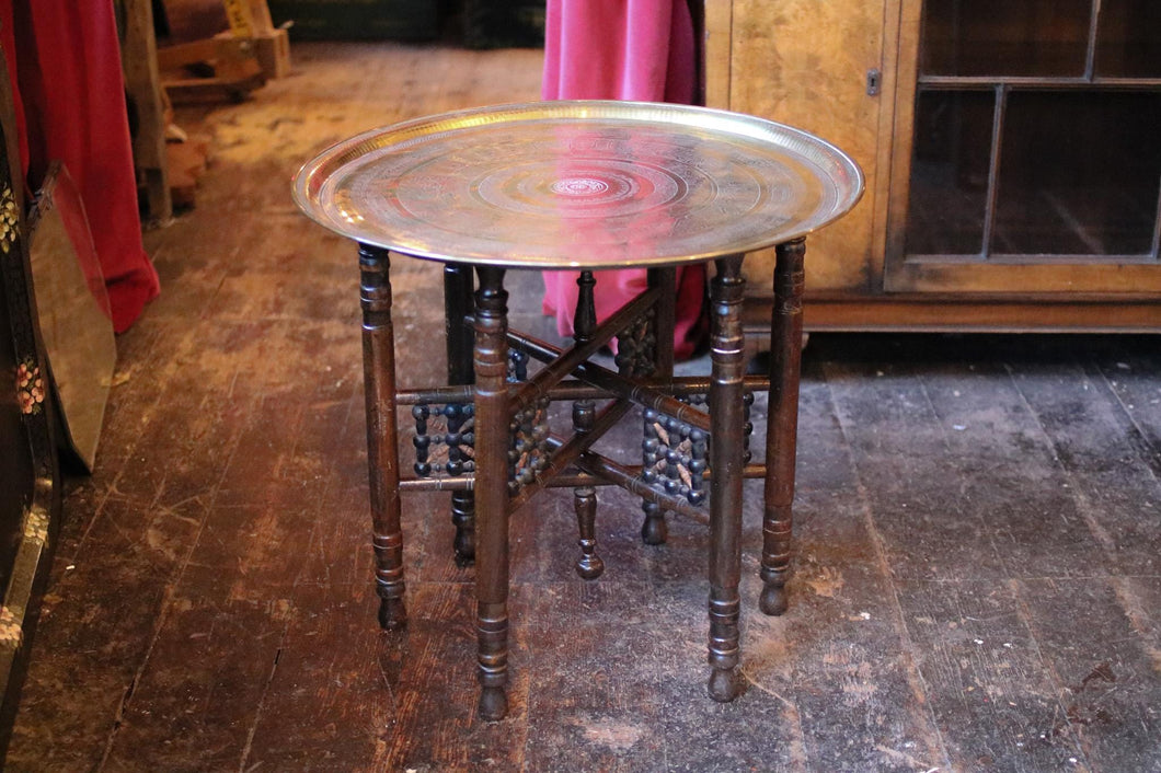 Mid Century Moroccan Brass top Foldable Table