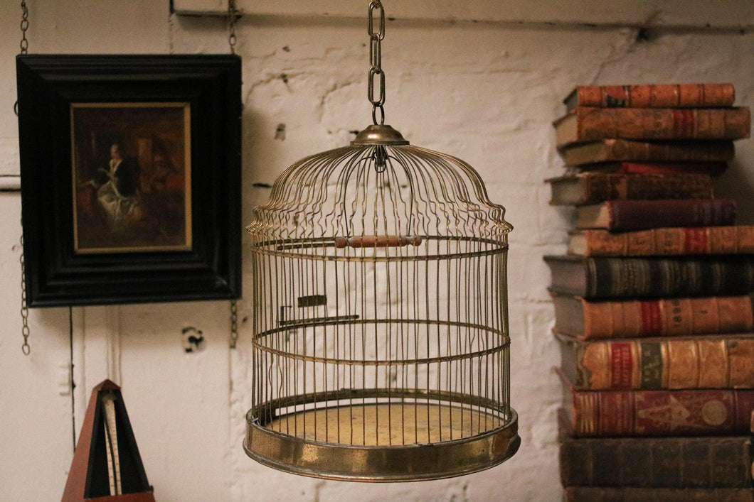 Vintage C.1940 GenyKage Hanging Brass Bird Cage