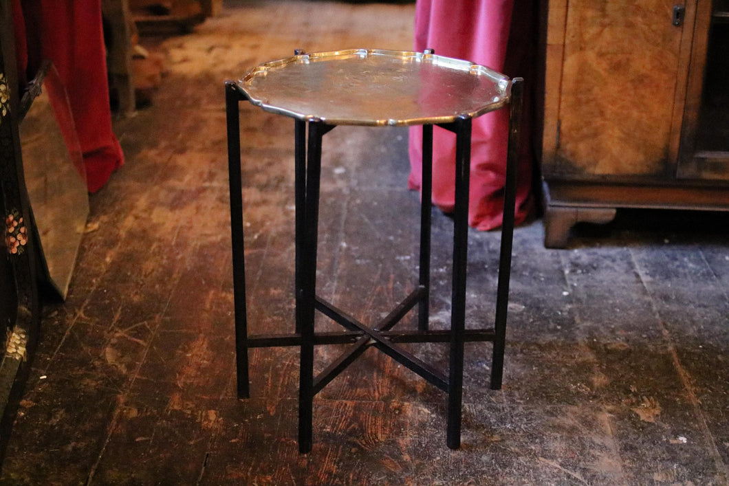 Mid Century Japanese Brass top Foldable Table