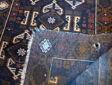 Load image into Gallery viewer, 6&#39;4&quot; x 3&#39;4&quot; Vintage Afghan Hand Knotted Wool Baluch Rug - 202cm x 121cm
