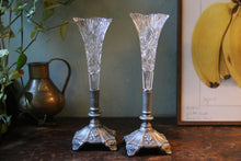 Load image into Gallery viewer, Pair of Antique Cut Glass Flower Vases
