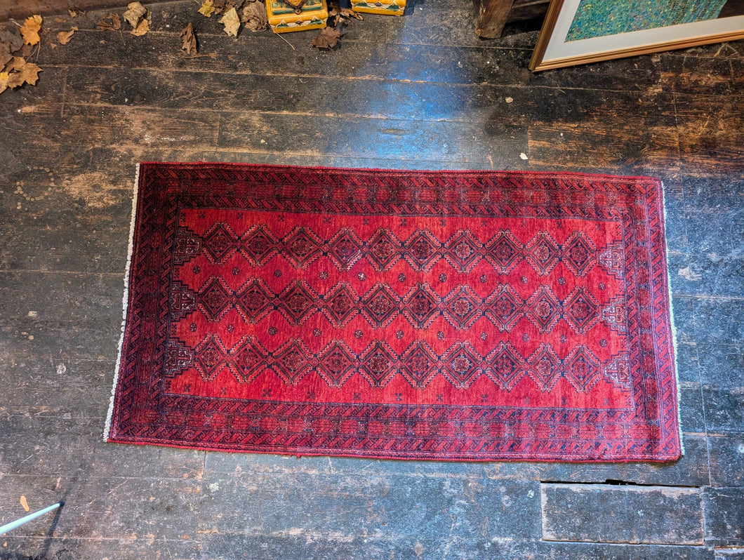 5'7" x 3'3" Afghan Hand Knotted Wool Baluch Rug -170cm x 90cm