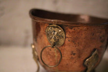 Load image into Gallery viewer, Vintage Oval Copper and Brass Planter on Paw Feet with Ring Handles
