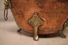 Load image into Gallery viewer, Vintage Oval Copper and Brass Planter on Paw Feet with Ring Handles
