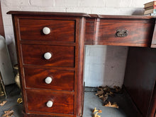 Load image into Gallery viewer, Antique Victorian Mahogany Pedestal Desk
