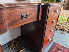 Load image into Gallery viewer, Antique Victorian Mahogany Pedestal Desk
