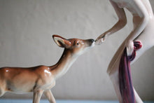 Load image into Gallery viewer, Art Deco C.1930 Katzhutte Figurine Nude Girl Feeding Deer
