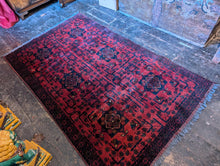 Load image into Gallery viewer, 6&#39;4&quot; x 3&#39;11&quot; Vintage Afghan Hand Knotted Wool Baluch Rug - 202cm x 121cm
