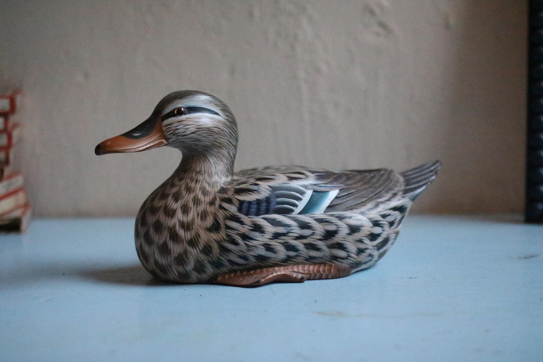 Vintage Hand Painted Carved Wooden Mallard Duck