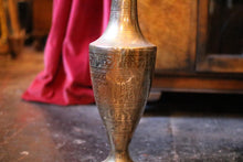 Load image into Gallery viewer, Large Vintage Indian Brass Engraved Amphora Vase
