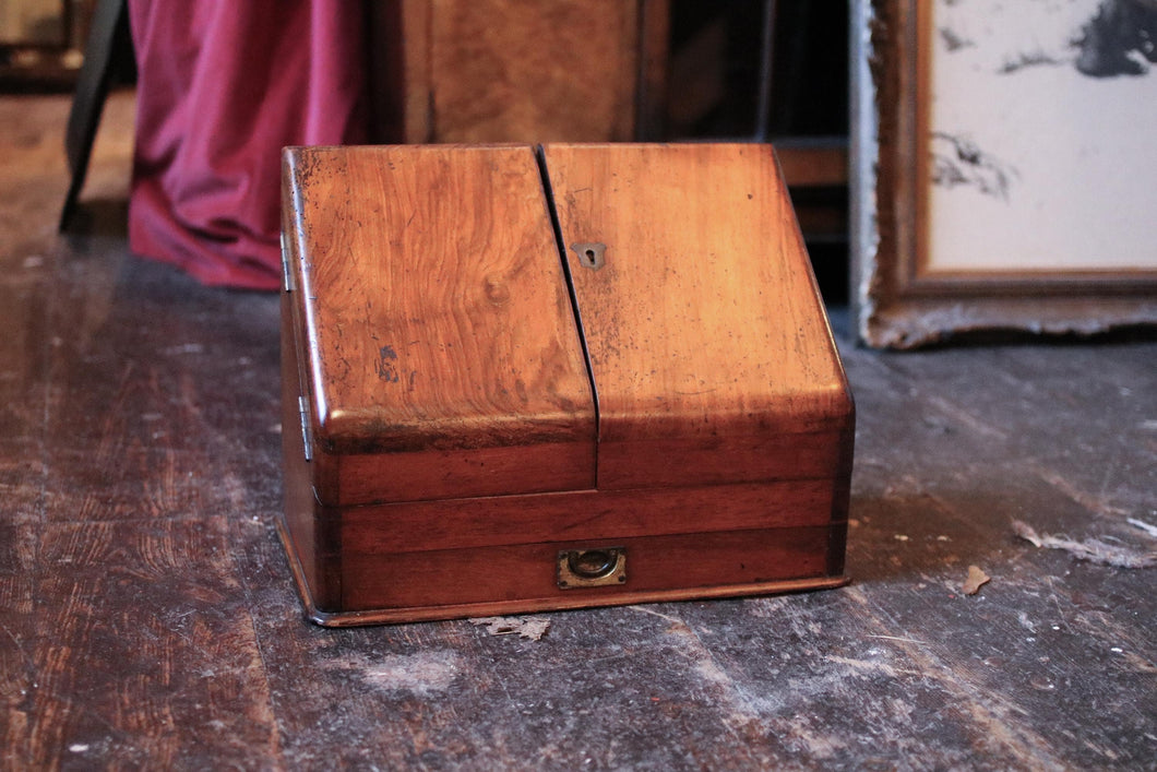 19th Century Victorian Walnut Desk Tidy / Correspondence Box