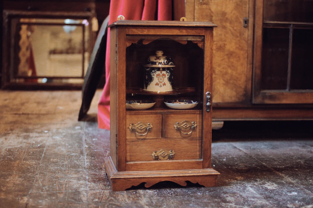 Antique C.1900 Oak Smokers Cabinet