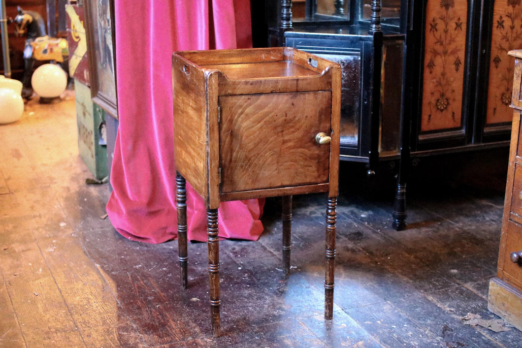 Regency Tray-Top Bedside Table / Pot Cupboard