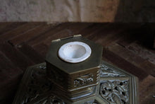 Load image into Gallery viewer, Ornate Antique Victorian Brass Inkwell
