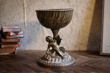 Load image into Gallery viewer, Antique 19th.C Bronze Chalice Pedestal Bowl With Cherub
