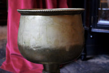 Load image into Gallery viewer, Vintage Embossed Brass Planter Jardiniere on Stand
