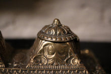 Load image into Gallery viewer, Ornate Antique Victorian Brass Double Inkwell
