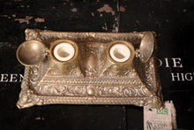 Load image into Gallery viewer, Ornate Antique Victorian Brass Double Inkwell
